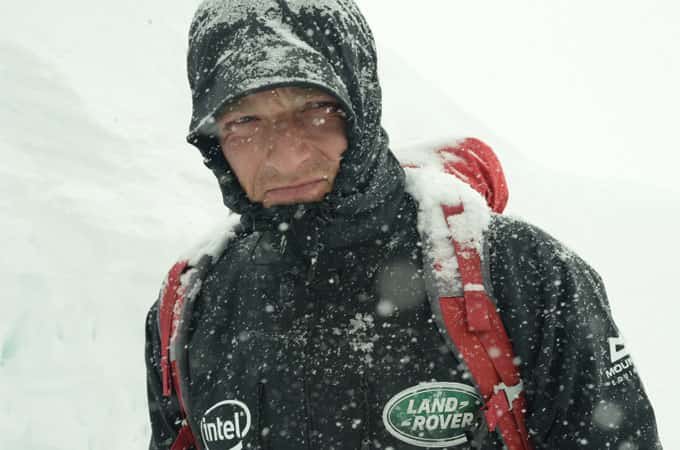 Ben Saunders in snowy conditions